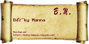 Béky Manna névjegykártya